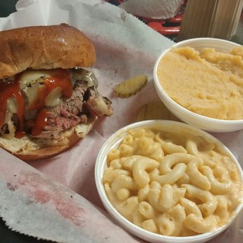 Pit Boss BBQ - Brisket sandwich and mac&cheese - Barbeque Near Me - Hapeville, Georgia Pit Boss BBQ - Brisket sandwich and mac&cheese - Barbeque Near Me - Hapeville, Georgia