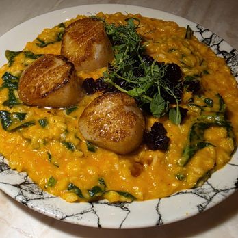 Ka'ana Kitchen - Carrot Risotto with added Scallops - Asian Fusion Near Me - Wailea, Hawaii