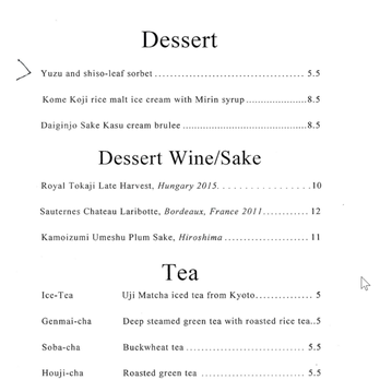 KUSAKABE - Dessert menu. - Sushi Bars Near Me - San Francisco, California KUSAKABE - Dessert menu. - Sushi Bars Near Me - San Francisco, California