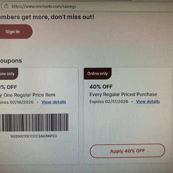 Michaels - Secret coupon - Arts & Crafts Near Me - Phoenix, Arizona