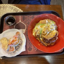 Donkatsu Donburi Set-Crispy Pork & Vegetable Tempura Set- 12-8 Pm/Mon-Sat Only