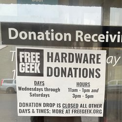 Free Geek - Note the hours for donations