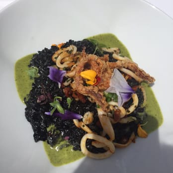 Le Café de la Place - Squid ink risotto with calamari and chorizo - French Near Me - Le Cannet, 06