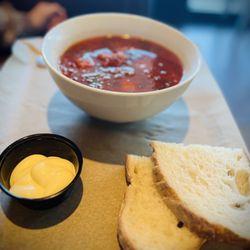 Svitoch - Borsht (hearty beet soup) that was steaming from the bowl! So good.
