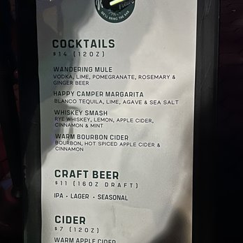 ZooLights - One of the "adult" drink stand menus - Zoos Near Me - Washington, DC, District of Columbia