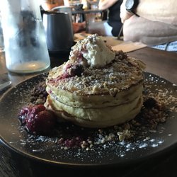 The Blue Goose - Ricotta and blueberry pancakes. Not sweet. Perfect.