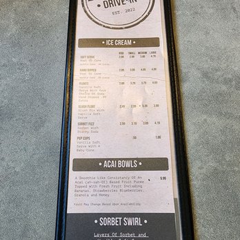 Dellroy Drive-In Restaurant - Ice Cream menu 1 - New American Near Me - Dellroy, Ohio