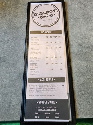 Menu photo 3 Dellroy Drive-In Restaurant Dellroy, OH