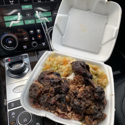 Heavenly Caribbean Cuisines - Stew chicken with cabbage and rice & pease