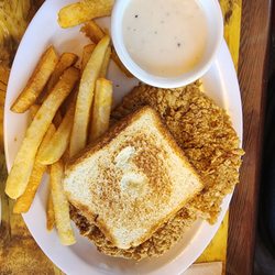 Manvel Seafood & Grill - Chicken fried steak lunch menu. Only $12 and it's fantastic 7-4-24