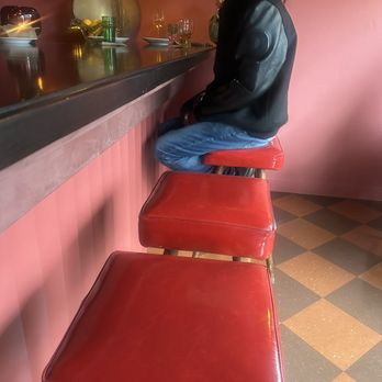 Due Fiori - check oug yhe vintage Red Room bar stools - Italian Near Me - Long Beach, California