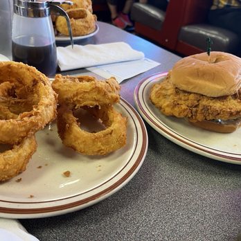 Sherri's Diner - Chicken Fried Steak Sandwich with onion rings - Breakfast & Brunch Near Me - Oklahoma City, Oklahoma