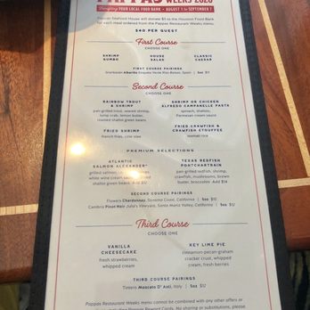 Pappas Seafood House - Houston Restaurant Week menu. - Seafood Near Me - Webster, Texas Pappas Seafood House - Houston Restaurant Week menu. - Seafood Near Me - Webster, Texas