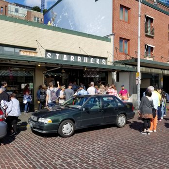 Starbucks - Bill Lewis of Cooper City, Florida, visiting the "original" Starbucks in Seattle, Washington. - Coffee & Tea Near Me - Seattle, Washington Starbucks - Bill Lewis of Cooper City, Florida, visiting the "original" Starbucks in Seattle, Washington. - Coffee & Tea Near Me - Seattle, Washington