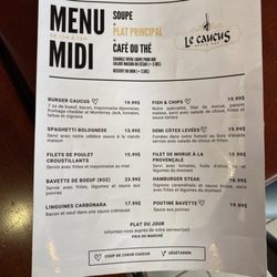 Le Caucus - Menu