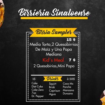 Birrieria Sinaloense - a menu for a restaurant - Mexican Near Me - Mission, Texas Birrieria Sinaloense - a menu for a restaurant - Mexican Near Me - Mission, Texas