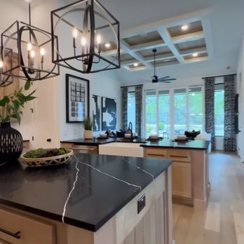 Mimic Stone Countertops - Vacation house with black marble and white veins - Countertop Installation Near Me