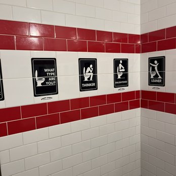 Jimmy John's - a bathroom with red and white tile - Sandwiches Near Me - Winchester, Virginia