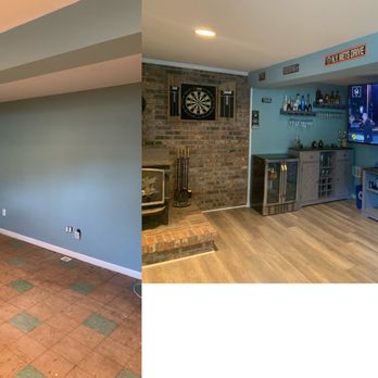 RJ On The Way - Before/after. Laminate flooring installation, tv mounted, shelves/signs hung. - Handyman Near Me - Vernon, New Jersey RJ On The Way - Before/after. Laminate flooring installation, tv mounted, shelves/signs hung. - Handyman Near Me - Vernon, New Jersey