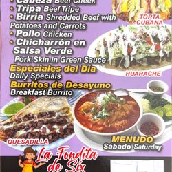 La fondita de Six - Menu