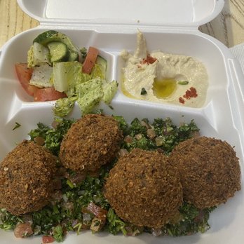 Baba K - Falafel plate. I subbed tabbouleh for rice. - Mediterranean Near Me - Rancho Cucamonga, California