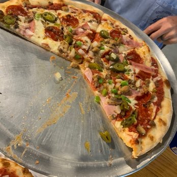 Sugar Hill Pizzaria - Supreme pizza subbed jalapeños for olives - Italian Near Me - Kinston, North Carolina Sugar Hill Pizzaria - Supreme pizza subbed jalapeños for olives - Italian Near Me - Kinston, North Carolina