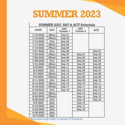 Y2 Academy - Bridgewater - SAT Summer Camp 2023 daily schedule
