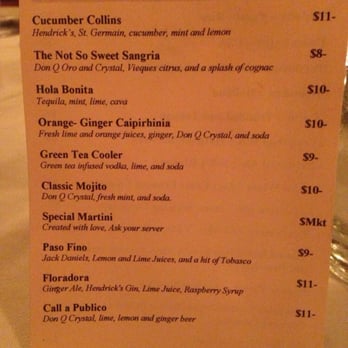 El Quenepo - Drink Menu - Caribbean Near Me - Vieques, Puerto Rico