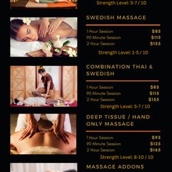 Manorah Thai Massage - New Menu and Updated Pricing as of November 11, 2024