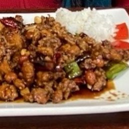 Kung Pao Chicken and rice. Kung Pao Chicken and rice.