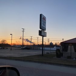 Pizza Hut - The outside sunset, with the sign.