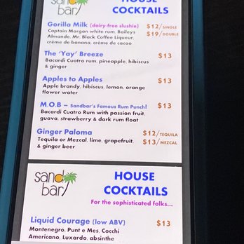 Sand Bar - Cocktail menu - Cocktail Bars Near Me - Oakland, California Sand Bar - Cocktail menu - Cocktail Bars Near Me - Oakland, California