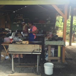 Bea's at Pine Island Tropicals Fruit Stand - The small grill where the tasty pupusas are made.