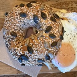 The Coffee House - Bagel sandwich with ham and cheese