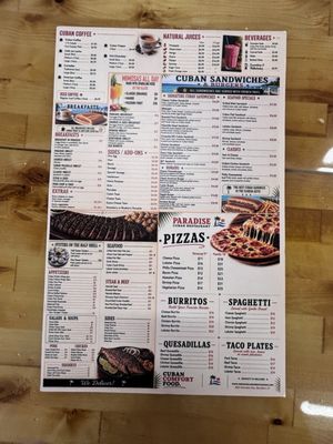 Menu photo 1 Paradise Cuban Restaurant Marathon, FL Menu photo 1 Paradise Cuban Restaurant Marathon, FL