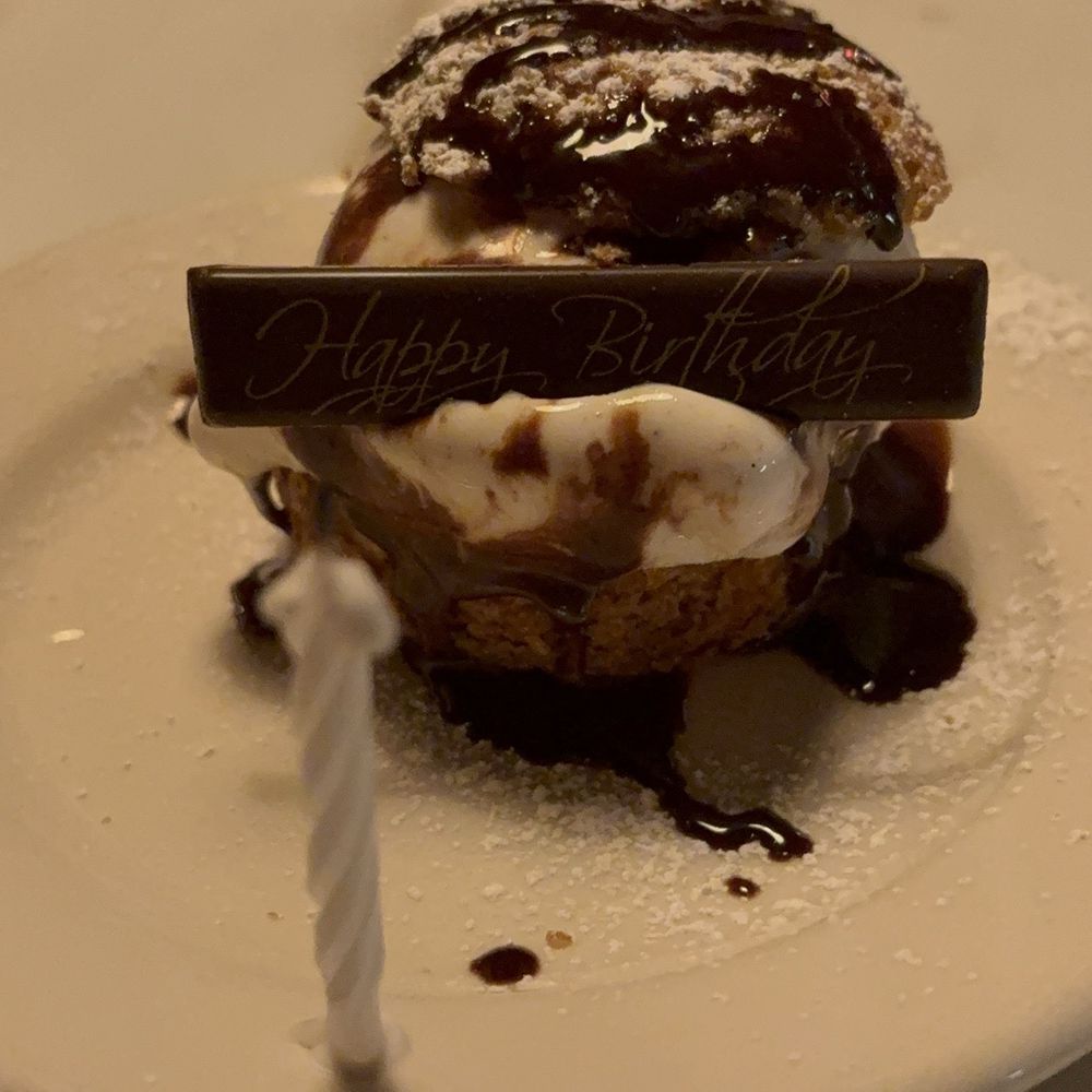 Le Ame - Profiterole with a Happy Birthday engraved chocolate - Steakhouses Near Me - Phoenix, Arizona