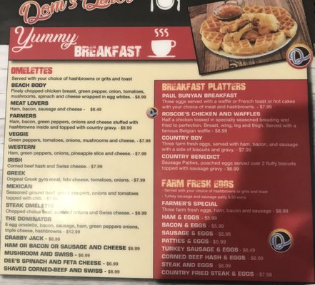Menu photo 5 Dom's Diner Flint, MI