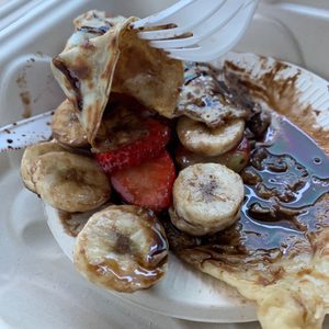 Photo of La Creperie - San Diego, CA, United States. Just not enough crepe, we took 1 bite and there's about 1 more bite of crepe left. If I wanted banana or strawberry I had some at home..