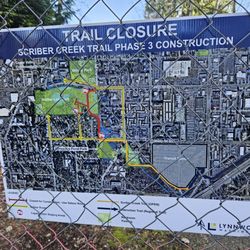 Scriber Lake Park - Trail closure sign for new construction
