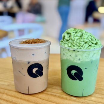 Q Specialty Coffee - Caramel Latte Espresso Cloud & Yuzu Matcha Air Cream Cloud - Coffee Roasteries Near Me - San Francisco, California Q Specialty Coffee - Caramel Latte Espresso Cloud & Yuzu Matcha Air Cream Cloud - Coffee Roasteries Near Me - San Francisco, California