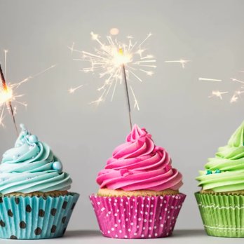 Ro Cake Studio - three cupcakes with sparklers - Custom Cakes Near Me - Durham, North Carolina