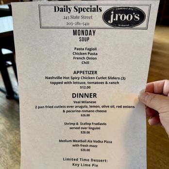 J Roo's Restaurant - Specials - Pizza Near Me - North Haven, Connecticut