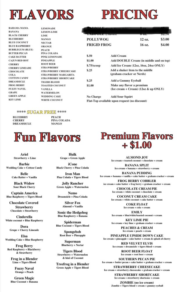 THE FRIGID FROG SHARPSBURG 6612 Hwy 54, Sharpsburg,