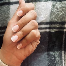 Tips with gel French manicure.