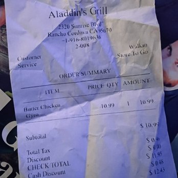 Aladdin's Grill - Receipt for Buttered Chicken GYRO - Mediterranean Near Me - Rancho Cordova, California