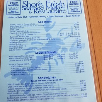 Shore Fresh Seafood Market & Restaurant - Menu - Seafood Near Me - Point Pleasant Beach, New Jersey