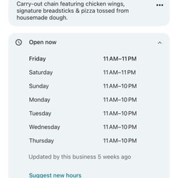 Little Caesars Pizza - Hours of operation, plus the time (9:14).
