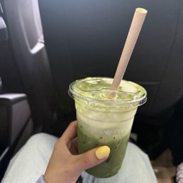 Banana matcha with vanilla foam
