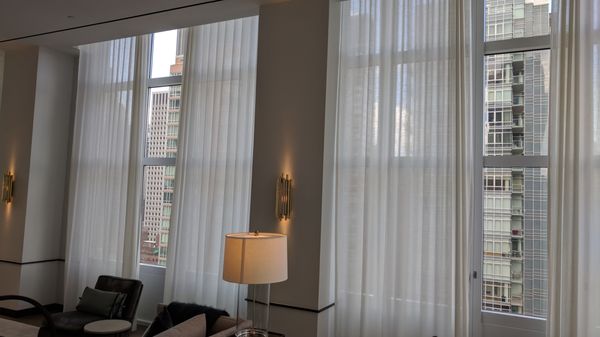 Custom Drapes made to your specs and installed - Custom made floor to ceiling ripple fold drapes, with regular lining. Custom Drapes made to your specs and installed - Custom made floor to ceiling ripple fold drapes, with regular lining.