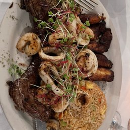 Skirt steak with seafood. Don't remember the name but it was recommended to me. Absolutely delicious